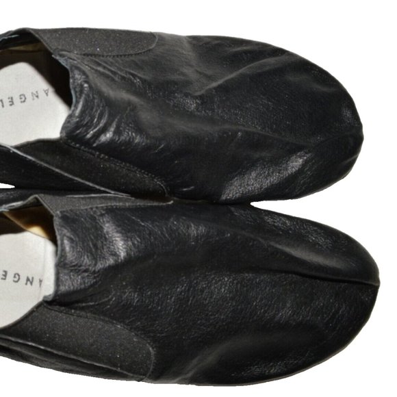 ANGELO LUZIO UNISEX M 7 W 9 BLACK LEATHER ELASTIC SPLIT SOLE JAZZ DANCE SHOES - Picture 3 of 6